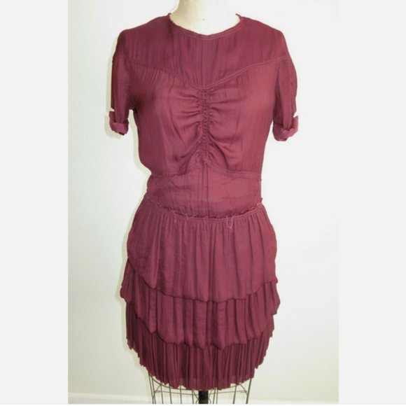 Isabel Marant Dresses & Skirts - ISABEL MARANT TIERED BURGUNDY DRESS